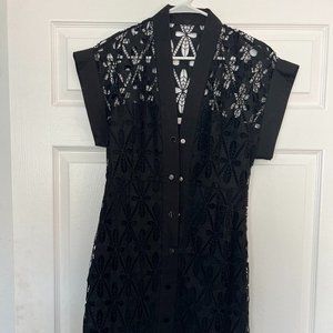 Sandro embroidered black dress